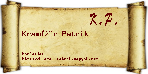 Kramár Patrik névjegykártya